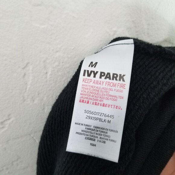 IVY PARK Cropped Sweatshirt Black Long Sleeve Top Size M - Picture 7 of 9